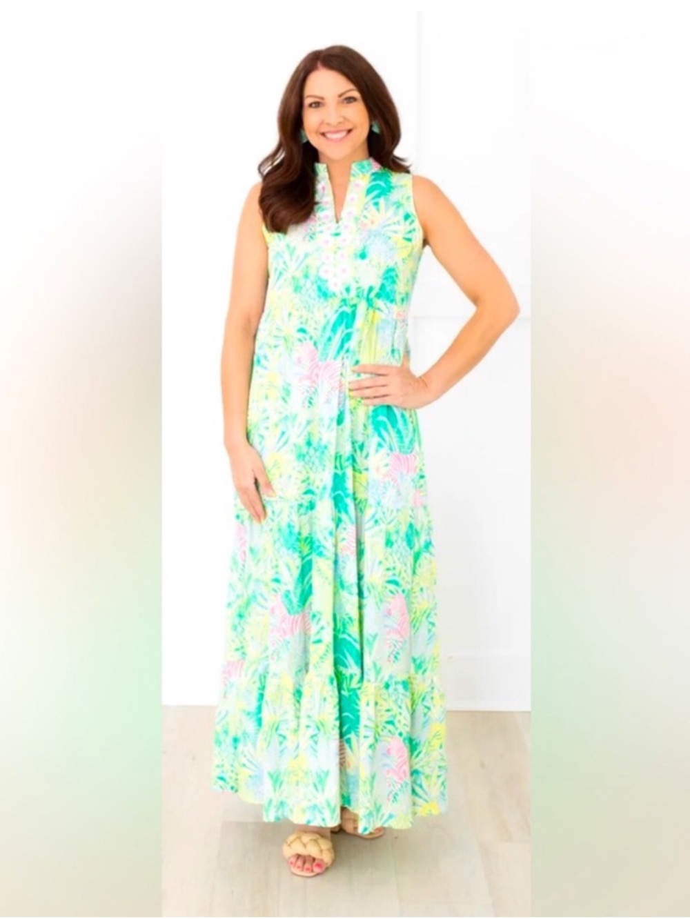 SHERIDAN FRENCH tessa maxi dress in pink punch zebra soiree size large